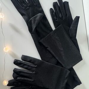 Elegant Black Satin Gloves